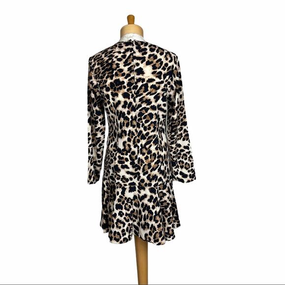 Aqua Long Sleeve Cheetah Dress w/ Ruffle Skirt Large - Picture 2 of 6